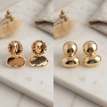 Load image into Gallery viewer, Gold Clip On Stacked Double Dome Chunky Earrings

