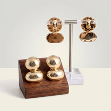 Load image into Gallery viewer, Gold Clip On Stacked Double Dome Chunky Earrings
