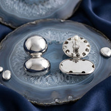 Load image into Gallery viewer, Silver Clip On Stacked Double Dome Chunky Earrings
