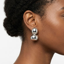 Load image into Gallery viewer, Silver Clip On Stacked Double Dome Chunky Earrings
