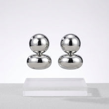 Load image into Gallery viewer, Silver Clip On Stacked Double Dome Chunky Earrings
