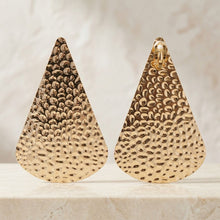 Load image into Gallery viewer, Clip On Gold Hammered Teardrop XL Earrings
