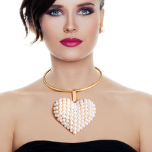 Load image into Gallery viewer, Pendant Cream Pearl Domed Heart Chunky Necklace
