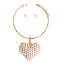 Load image into Gallery viewer, Pendant Cream Pearl Domed Heart Chunky Necklace
