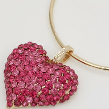 Load image into Gallery viewer, Pendant Fuchsia Stone Domed Heart Chunky Necklace
