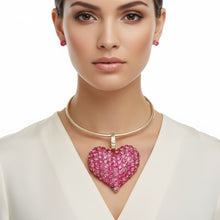 Load image into Gallery viewer, Pendant Fuchsia Stone Domed Heart Chunky Necklace
