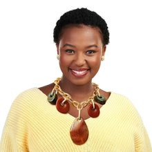 Load image into Gallery viewer, Gold Double Link Bead Necklace Set
