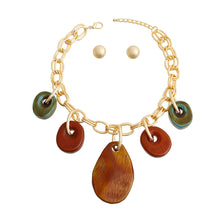 Load image into Gallery viewer, Gold Double Link Bead Necklace Set
