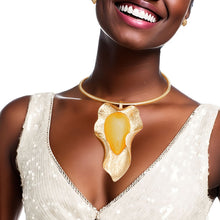 Load image into Gallery viewer, Pendant Curved Leaf Yellow Resin Necklace Women
