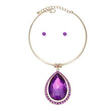 Load image into Gallery viewer, Choker Gold Formal Purple Teardrop Prism Pendant
