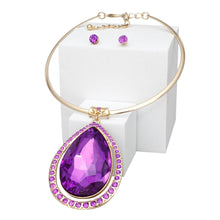 Load image into Gallery viewer, Choker Gold Formal Purple Teardrop Prism Pendant
