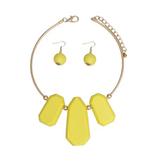 Load image into Gallery viewer, Bib Yellow Chunky Wood Gold Rigid Collar Necklace

