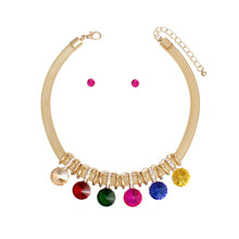 Load image into Gallery viewer, Choker Gold Mesh Multicolor Crystal Slide Necklace
