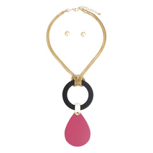 Load image into Gallery viewer, Necklace Long Fuchsia Teardrop Pendant Set Women
