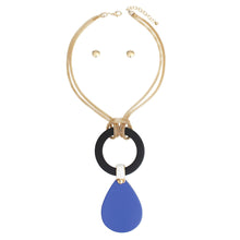 Load image into Gallery viewer, Necklace Long Blue Teardrop Pendant Set Women
