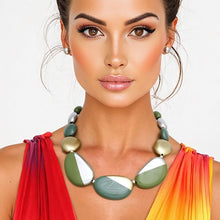 Load image into Gallery viewer, Beaded Green Matte Painted Graduated Necklace
