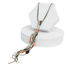 Load image into Gallery viewer, Tassel White and Black Snake Chain Bead Necklace
