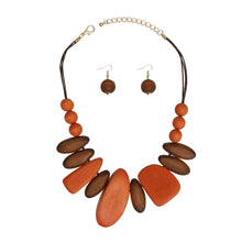 Load image into Gallery viewer, Collar Chunky Geo Brown Wood Earthy Necklace
