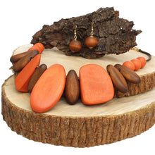 Load image into Gallery viewer, Collar Chunky Geo Brown Wood Earthy Necklace
