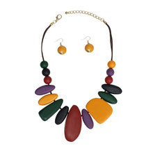 Load image into Gallery viewer, Collar Chunky Geo Multicolor Wood Earthy Necklace
