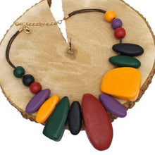 Load image into Gallery viewer, Collar Chunky Geo Multicolor Wood Earthy Necklace
