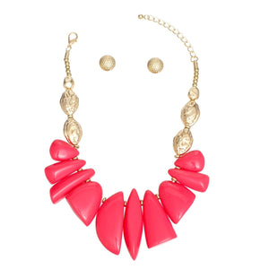 Necklace Fuchsia Pink Bead Tribal Collar for Women