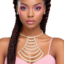 Load image into Gallery viewer, Choker Gold Pave Draped Pendant Set for Women
