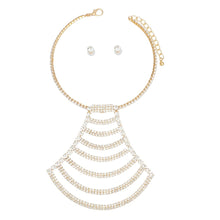 Load image into Gallery viewer, Choker Gold Pave Draped Pendant Set for Women
