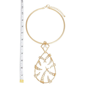 Necklace Gold Spiked Teardrop Pendant Collar Women