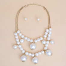 Load image into Gallery viewer, Bib Cream Pearl Baubles Layered Necklace Women
