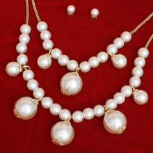 Load image into Gallery viewer, Bib Cream Pearl Baubles Layered Necklace Women
