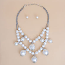 Load image into Gallery viewer, Bib White Pearl Baubles Layered Necklace Women
