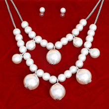 Load image into Gallery viewer, Bib White Pearl Baubles Layered Necklace Women
