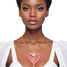 Load image into Gallery viewer, Necklace Pink Heart Snake Chain Set for Women
