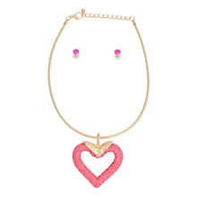 Load image into Gallery viewer, Necklace Pink Heart Snake Chain Set for Women
