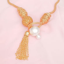 Load image into Gallery viewer, Toggle Pearl and Brown Tassel Gold Chain Necklace

