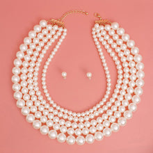 Load image into Gallery viewer, Pearl Necklace Cream 5 Graduated Strand Set Women
