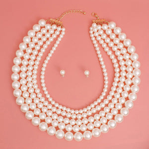 Pearl Necklace Cream 5 Graduated Strand Set Women