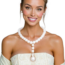 Load image into Gallery viewer, Necklace White Pearl Drop Pendant Set for Women
