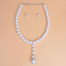 Load image into Gallery viewer, Necklace White Pearl Drop Pendant Set for Women
