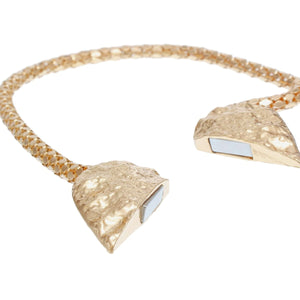 Magnetic Gold Hammered Heart Chain Necklace