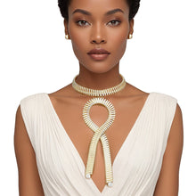 Load image into Gallery viewer, Pendant Industrial Gold Flat Link Loop Choker Set
