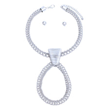 Load image into Gallery viewer, Necklace Silver Woven 3D Pendant Set for Women
