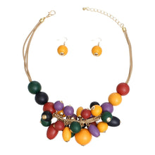 Load image into Gallery viewer, Necklace Multicolor Clustered Wood Bead Set Women
