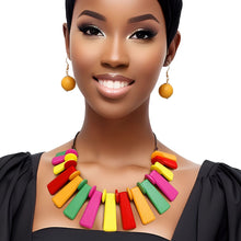 Load image into Gallery viewer, Collar Light Multi Wooden Bar Fashion Necklace Set
