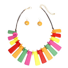 Load image into Gallery viewer, Collar Light Multi Wooden Bar Fashion Necklace Set
