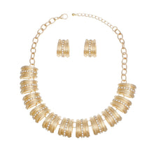 Load image into Gallery viewer, Collar Dramatic Gold Curved Link Rhinestone Set
