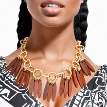 Load image into Gallery viewer, Necklace Tribal Brown Wood Fringe for Women
