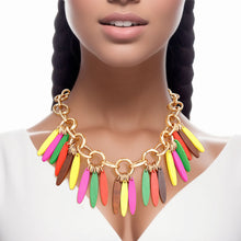 Load image into Gallery viewer, Necklace Tribal Multicolor Wood Fringe for Women
