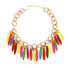 Load image into Gallery viewer, Necklace Tribal Multicolor Wood Fringe for Women
